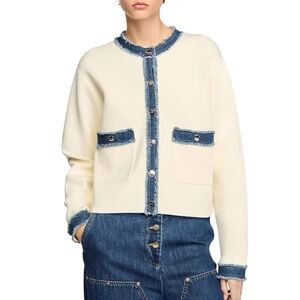Lenormandie Cardigan with Denim Detail